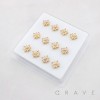 DIMENSIONAL FLORAL MULTI CZ CLUSTER POLISH 316L SURGICAL STEEL L-SHAPE NOSE BOX